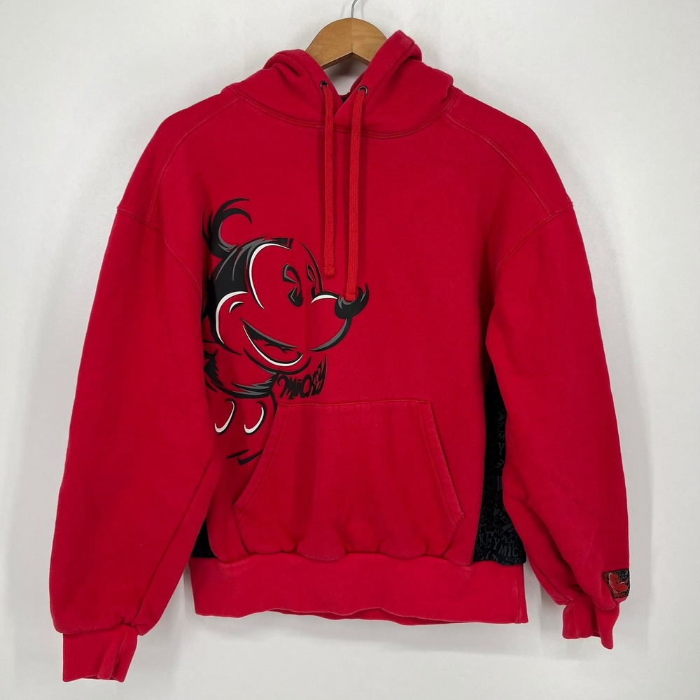 Disneyland Resort Mickey Mouse Red Graphic Hoodie Adult Size Medium Side Panels